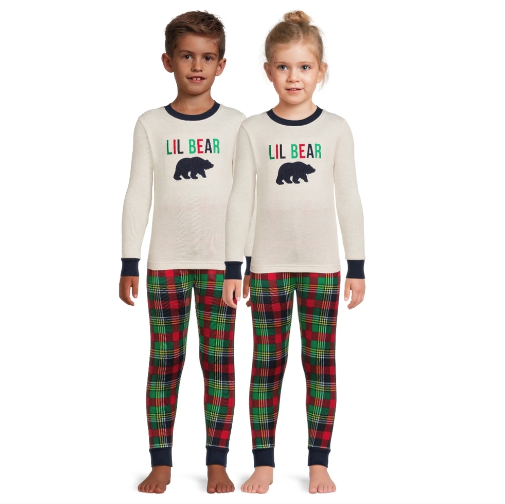 NWT Dearfoams Plaid Lil Bear Holiday Pajamas Unisex Kids size 4T